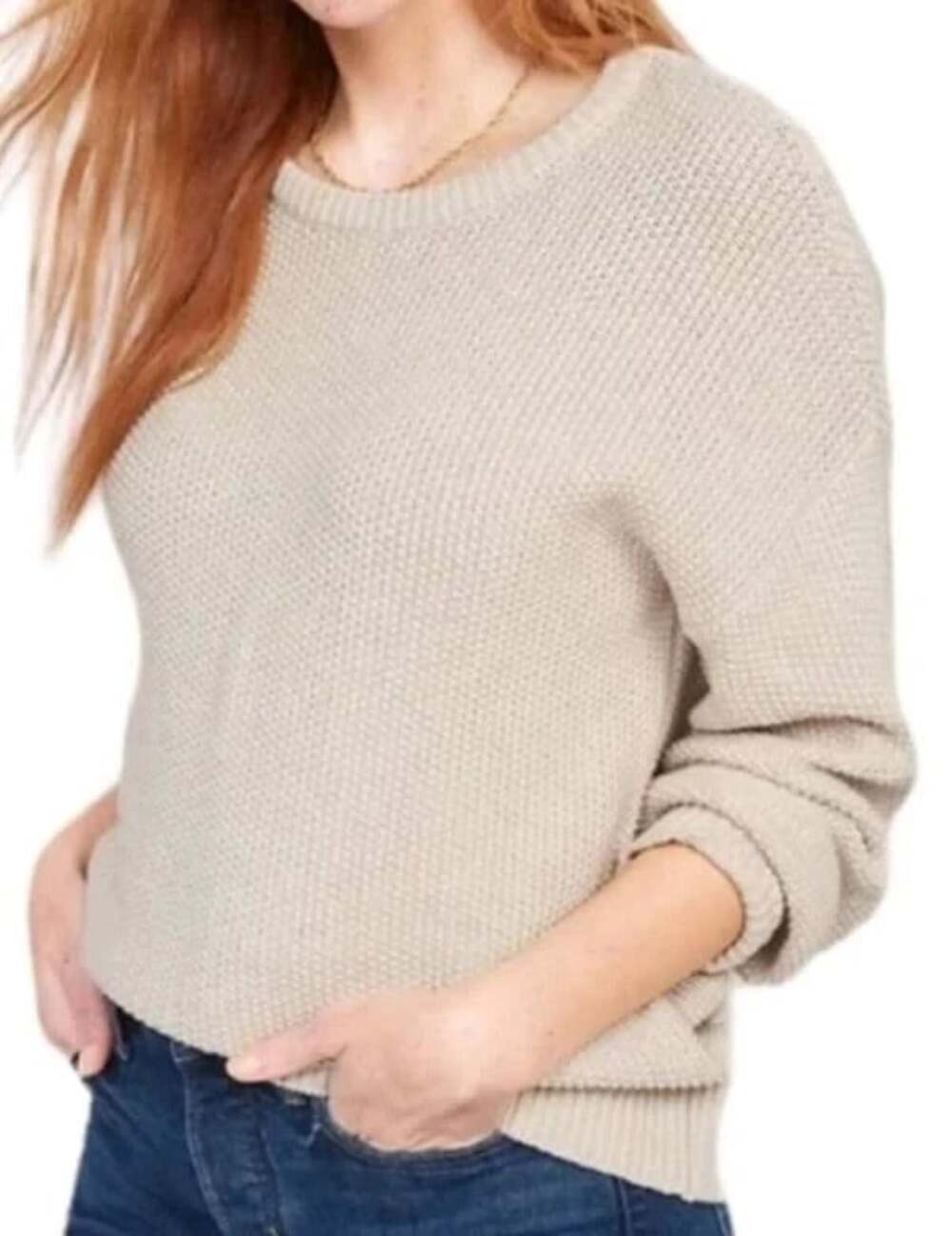 Old Navy Textured Tunic Size Large Tall Oatmeal Heather Pullover Sweater NWT